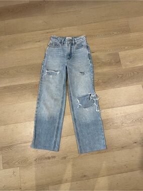 PacSun Light Blue Distressed Straight-Leg Jeans